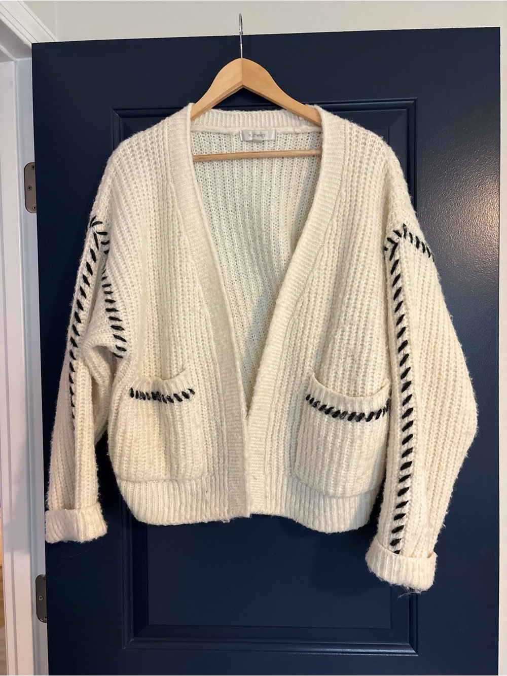 Anthropologie Cozy White Open-Front Cardigan Sweater